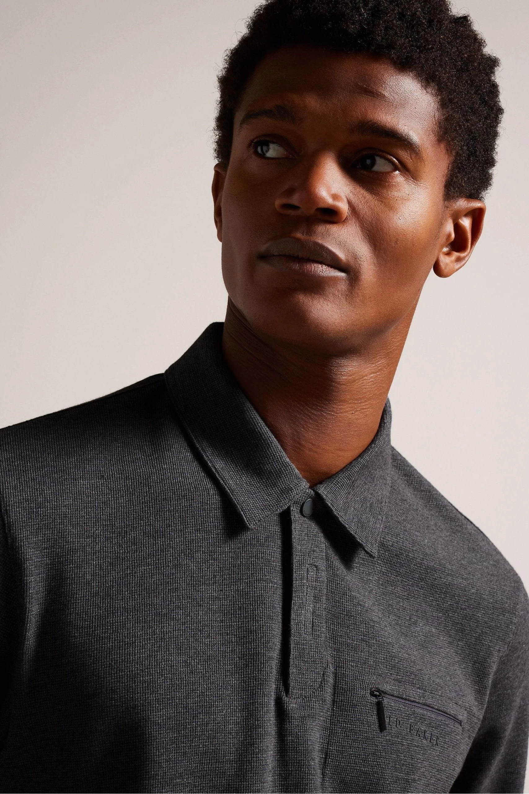 Ted Baker Grey Wavelo Long Sleeve Regular Fit Polo Shirt 6 Ted Baker Grey Wavelo Long Sleeve Regular Fit Polo Shirt - Image 4