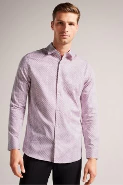 Ted Baker Pink Conifur Long Sleeve Circle Geo Printed Shirt