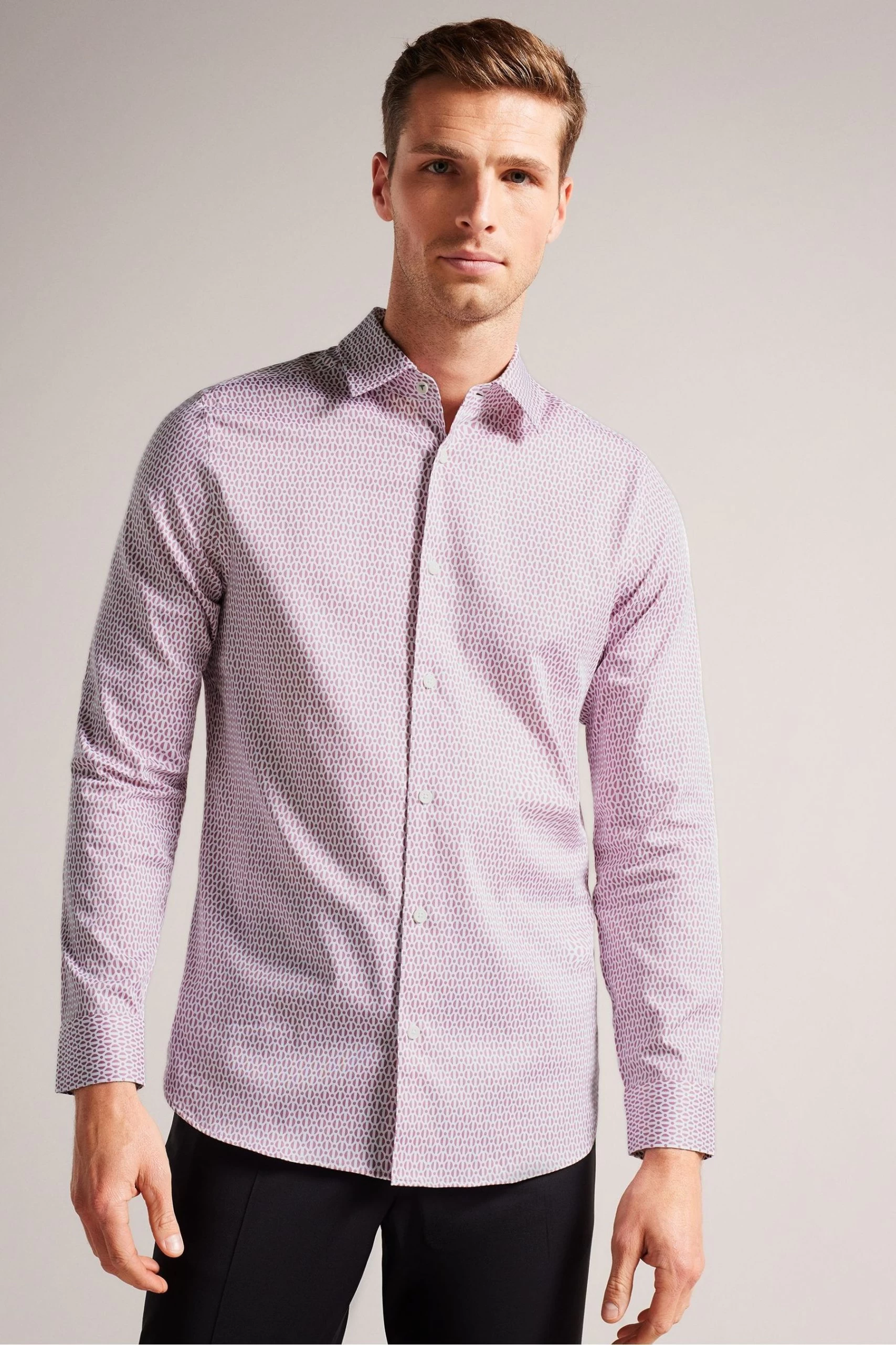 Ted Baker Pink Conifur Long Sleeve Circle Geo Printed Shirt 3 Ted Baker Pink Conifur Long Sleeve Circle Geo Printed Shirt