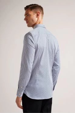 Ted Baker Blue Conifur Long Sleeve Circle Geo Printed Shirt -Ted Baker Shop D54427s2