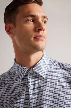 Ted Baker Blue Conifur Long Sleeve Circle Geo Printed Shirt -Ted Baker Shop D54427s3