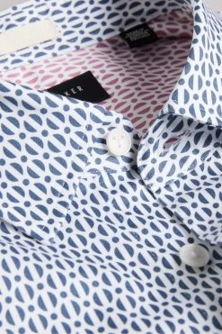 Ted Baker Blue Conifur Long Sleeve Circle Geo Printed Shirt -Ted Baker Shop D54427s5