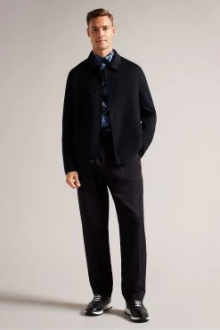 Ted Baker Navy Blue Sharpow Wool Collared Jacket -Ted Baker Shop D54429s3