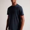Ted Baker Zeppel Navy Blue Short Sleeve Cashmere Blend Regular T-Shirt -Ted Baker Shop D54430s