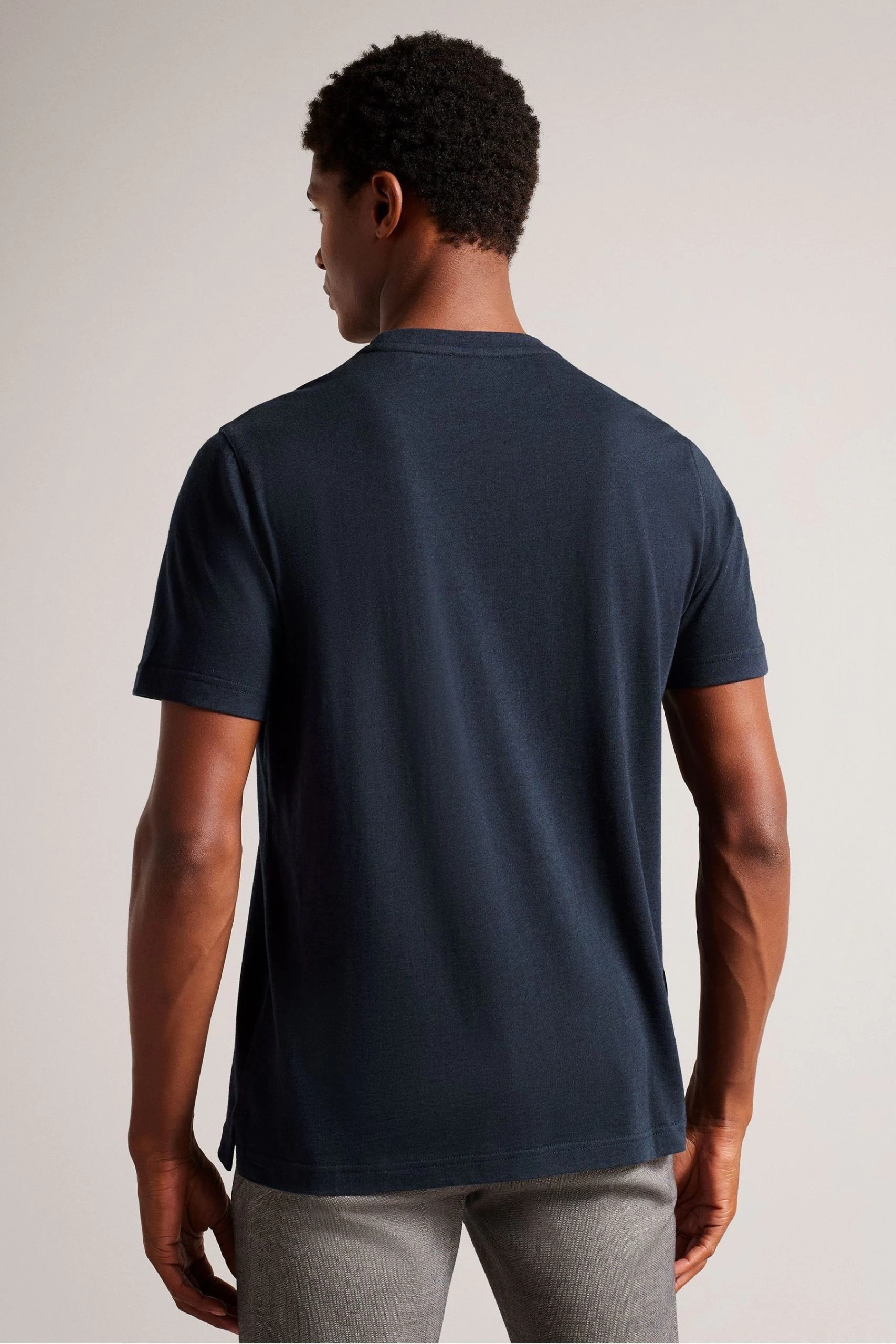 Ted Baker Zeppel Navy Blue Short Sleeve Cashmere Blend Regular T-Shirt 4 Ted Baker Zeppel Navy Blue Short Sleeve Cashmere Blend Regular T-Shirt - Image 2