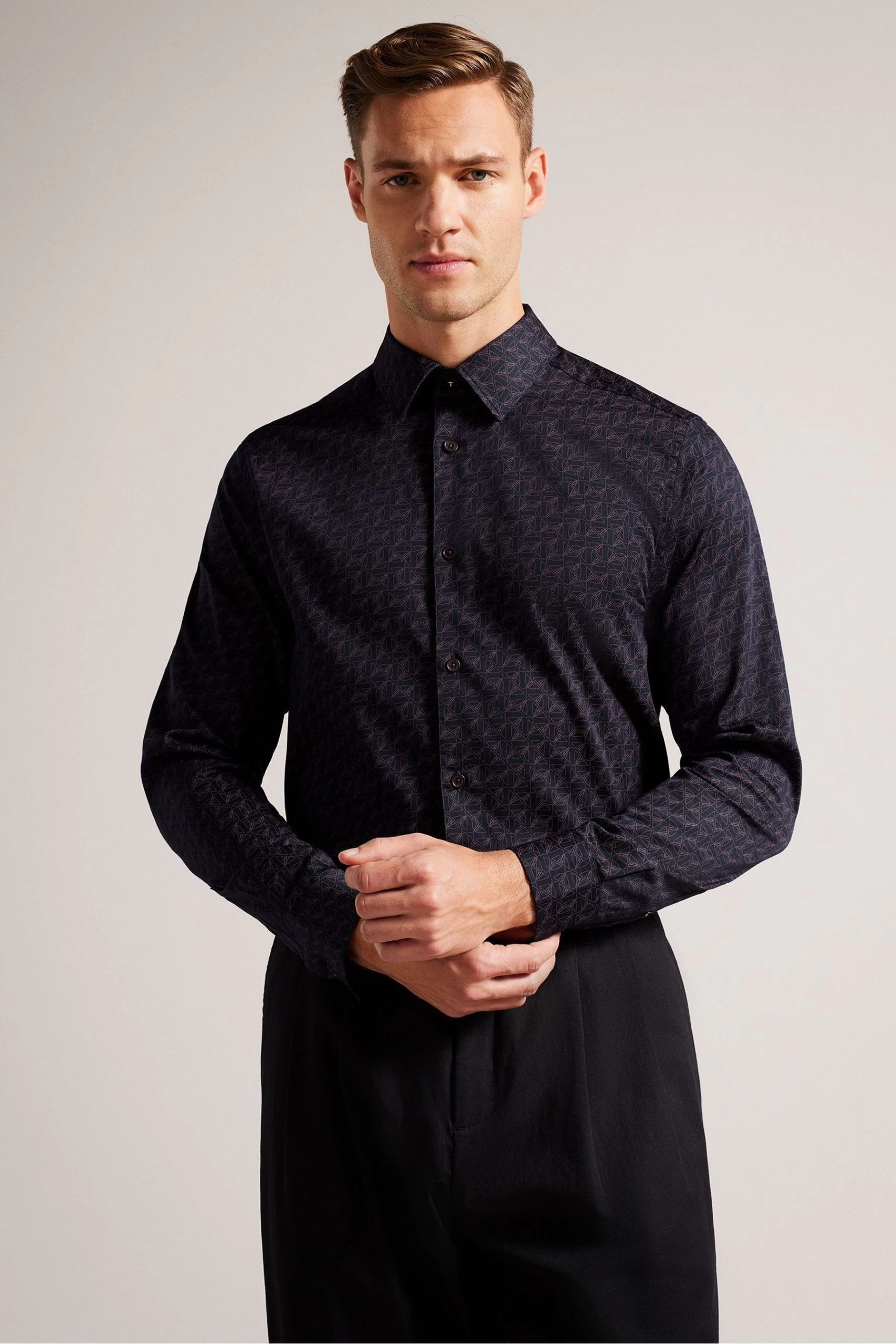 Ted Baker Blue Matlock Long Sleeve Moth Geo Print Shirt 3 Ted Baker Blue Matlock Long Sleeve Moth Geo Print Shirt