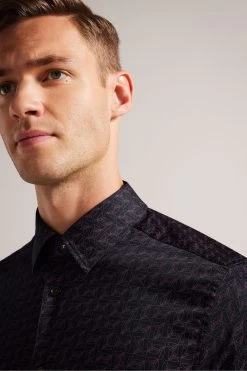 Ted Baker Blue Matlock Long Sleeve Moth Geo Print Shirt 11 Ted Baker Blue Matlock Long Sleeve Moth Geo Print Shirt -Ted Baker Shop D54432s3