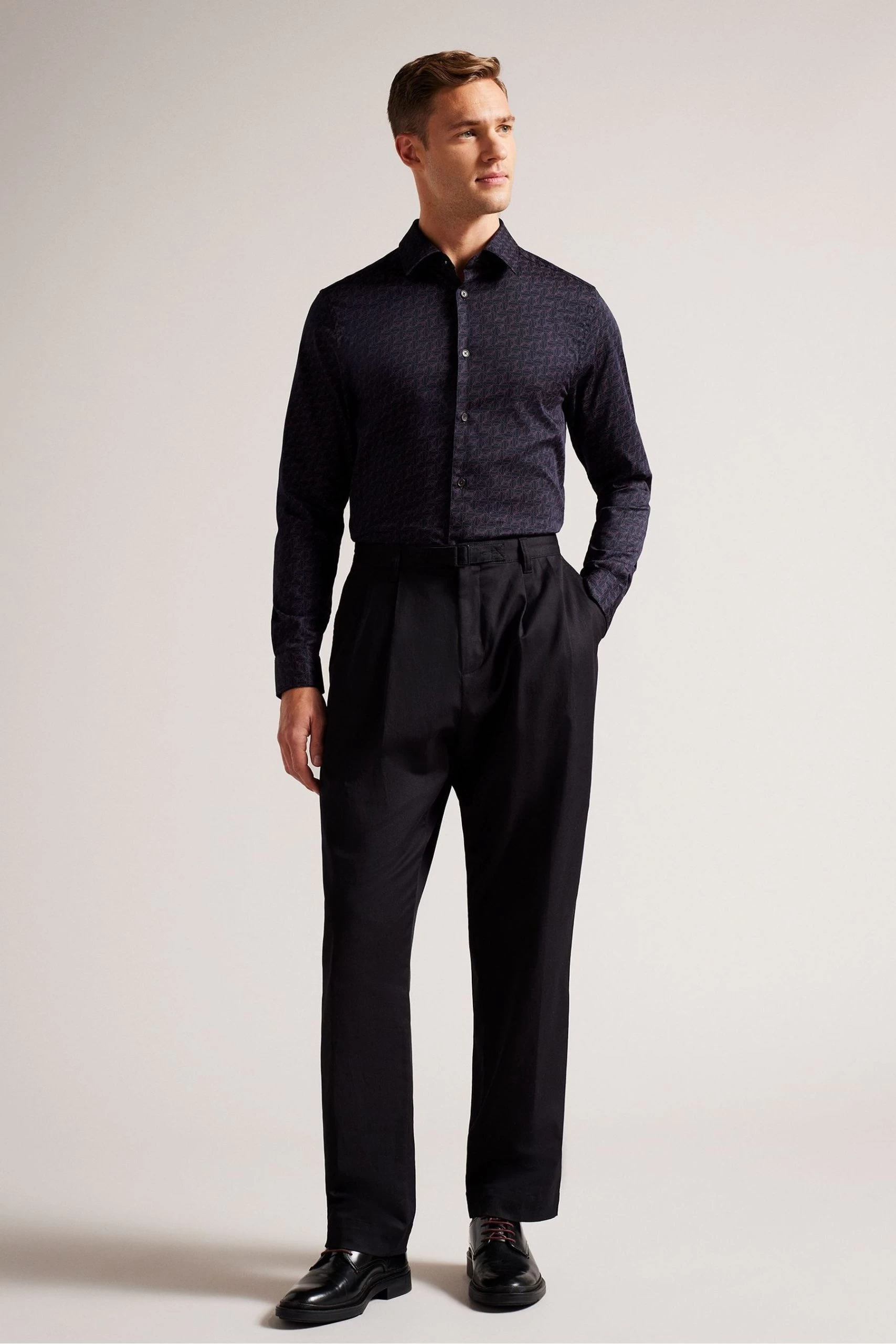 Ted Baker Blue Matlock Long Sleeve Moth Geo Print Shirt 6 Ted Baker Blue Matlock Long Sleeve Moth Geo Print Shirt - Image 4