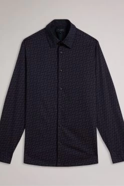 Ted Baker Blue Matlock Long Sleeve Moth Geo Print Shirt 15 Ted Baker Blue Matlock Long Sleeve Moth Geo Print Shirt -Ted Baker Shop D54432s7