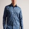 Ted Baker Blue Frith Long Sleeve Flower Print Shirt 1 Ted Baker Blue Frith Long Sleeve Flower Print Shirt -Ted Baker Shop D54433s