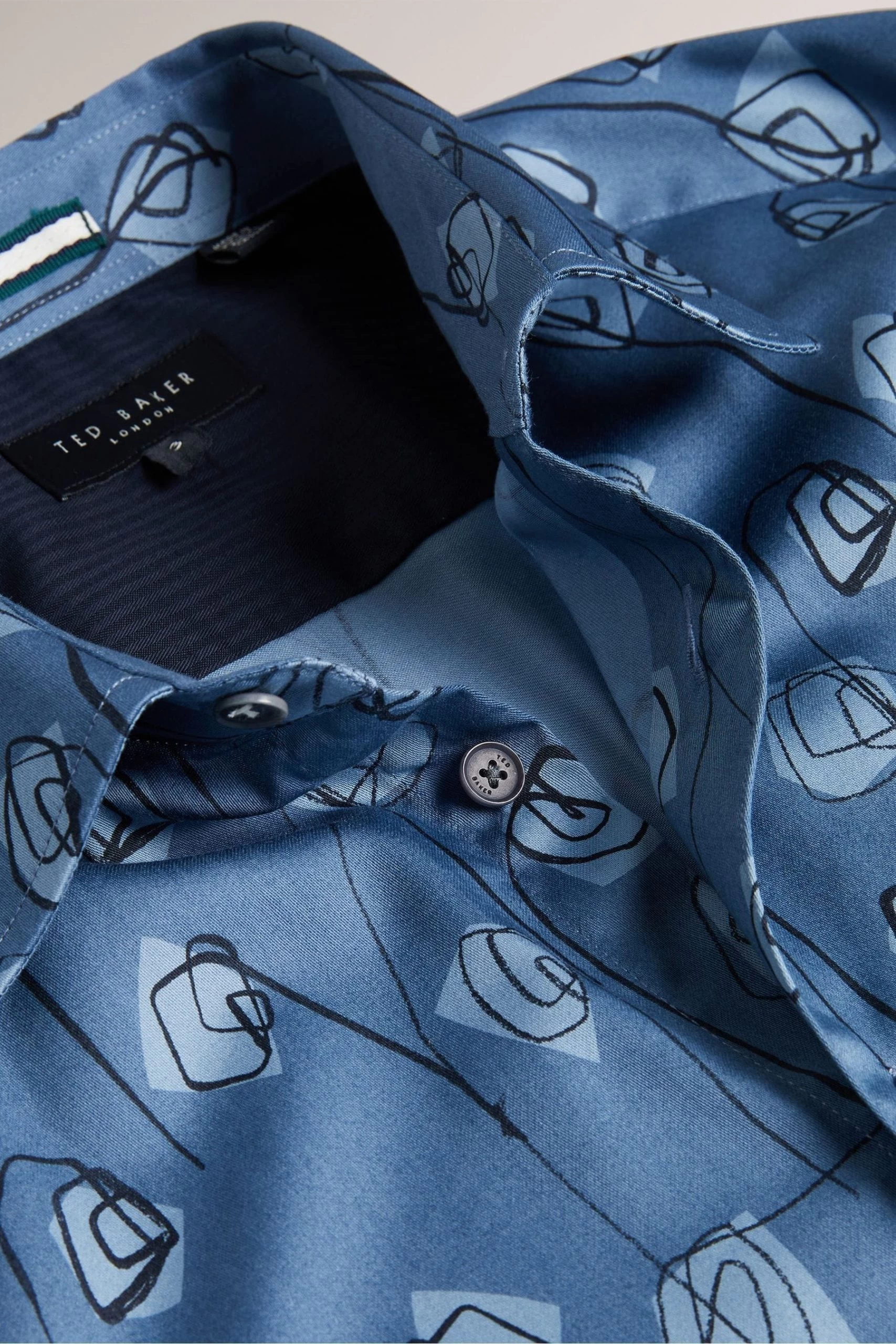 Ted Baker Blue Frith Long Sleeve Flower Print Shirt 7 Ted Baker Blue Frith Long Sleeve Flower Print Shirt - Image 5