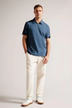 Ted Baker Blue Abloom Short Sleeve Regular Polo Shirt With Zip 11 Ted Baker Blue Abloom Short Sleeve Regular Polo Shirt With Zip -Ted Baker Shop D54434s3