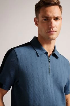 Ted Baker Blue Abloom Short Sleeve Regular Polo Shirt With Zip 12 Ted Baker Blue Abloom Short Sleeve Regular Polo Shirt With Zip -Ted Baker Shop D54434s4