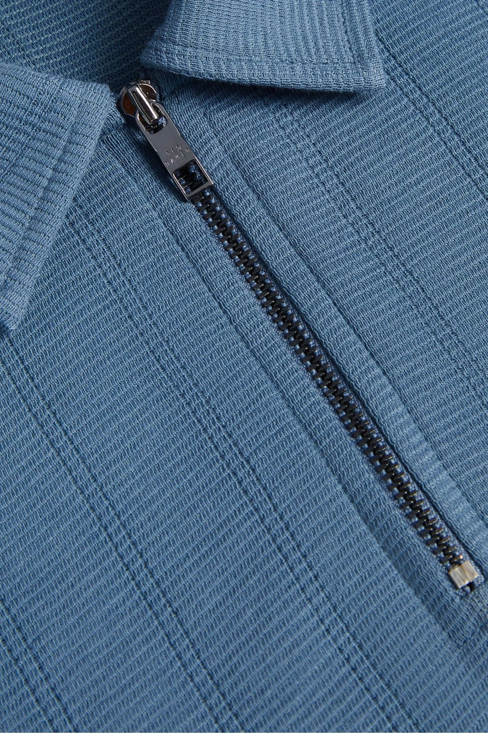 Ted Baker Blue Abloom Short Sleeve Regular Polo Shirt With Zip 7 Ted Baker Blue Abloom Short Sleeve Regular Polo Shirt With Zip - Image 5