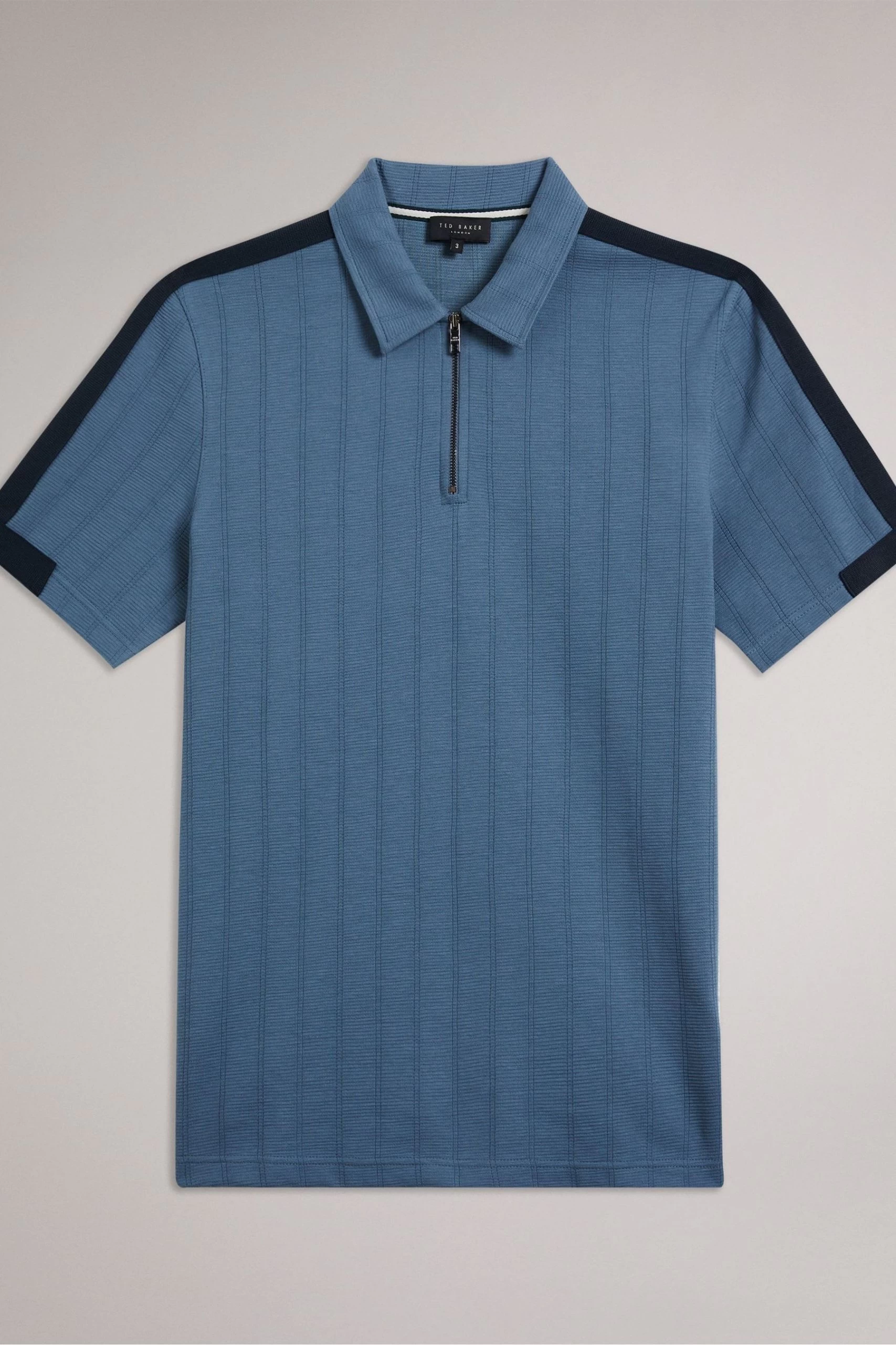 Ted Baker Blue Abloom Short Sleeve Regular Polo Shirt With Zip 9 Ted Baker Blue Abloom Short Sleeve Regular Polo Shirt With Zip - Image 7