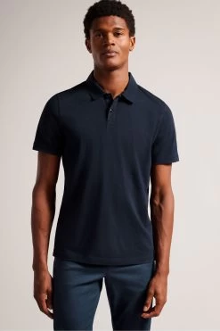 Ted Baker Polsden Navy Blue Short Sleeve Cashmere Blend Polo Shirt
