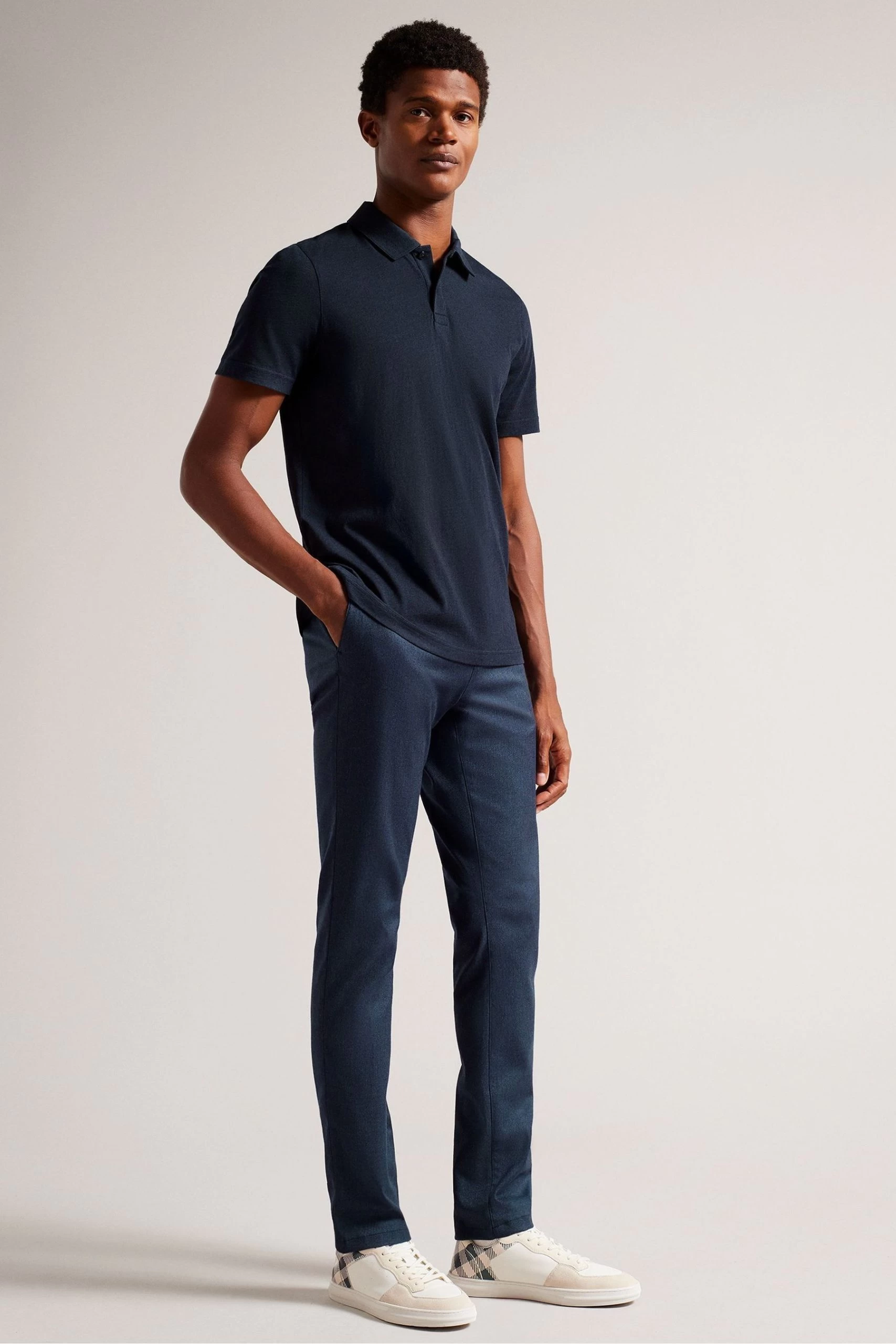 Ted Baker Polsden Navy Blue Short Sleeve Cashmere Blend Polo Shirt 5 Ted Baker Polsden Navy Blue Short Sleeve Cashmere Blend Polo Shirt - Image 3