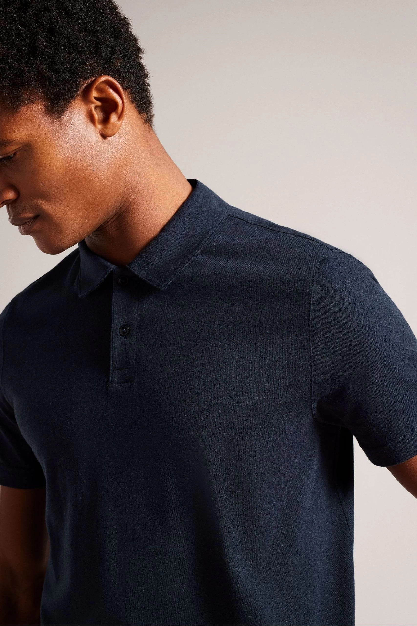Ted Baker Polsden Navy Blue Short Sleeve Cashmere Blend Polo Shirt 6 Ted Baker Polsden Navy Blue Short Sleeve Cashmere Blend Polo Shirt - Image 4