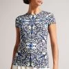Ted Baker Blue Maraly Printed Fitted T-Shirt -Ted Baker Shop D57133s