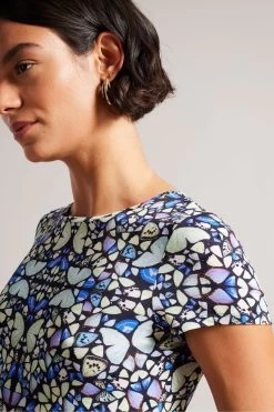 Ted Baker Blue Maraly Printed Fitted T-Shirt 8 Ted Baker Blue Maraly Printed Fitted T-Shirt -Ted Baker Shop D57133s3