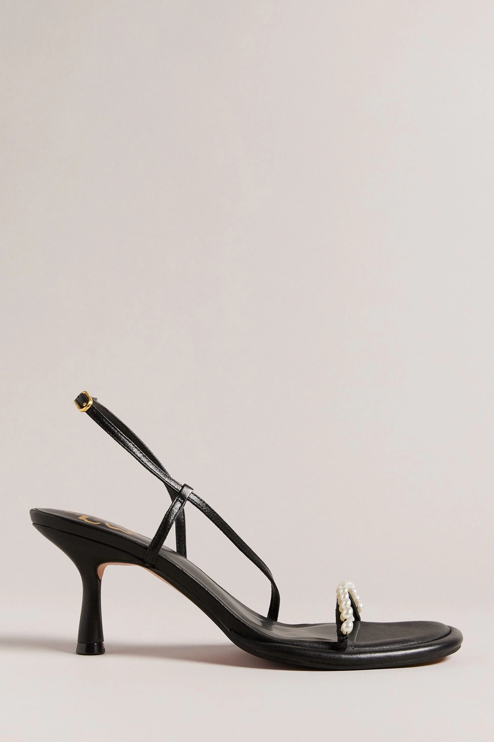 Ted Baker Mypearl Black Round Footbed Kitten Sandals 3 Ted Baker Mypearl Black Round Footbed Kitten Sandals