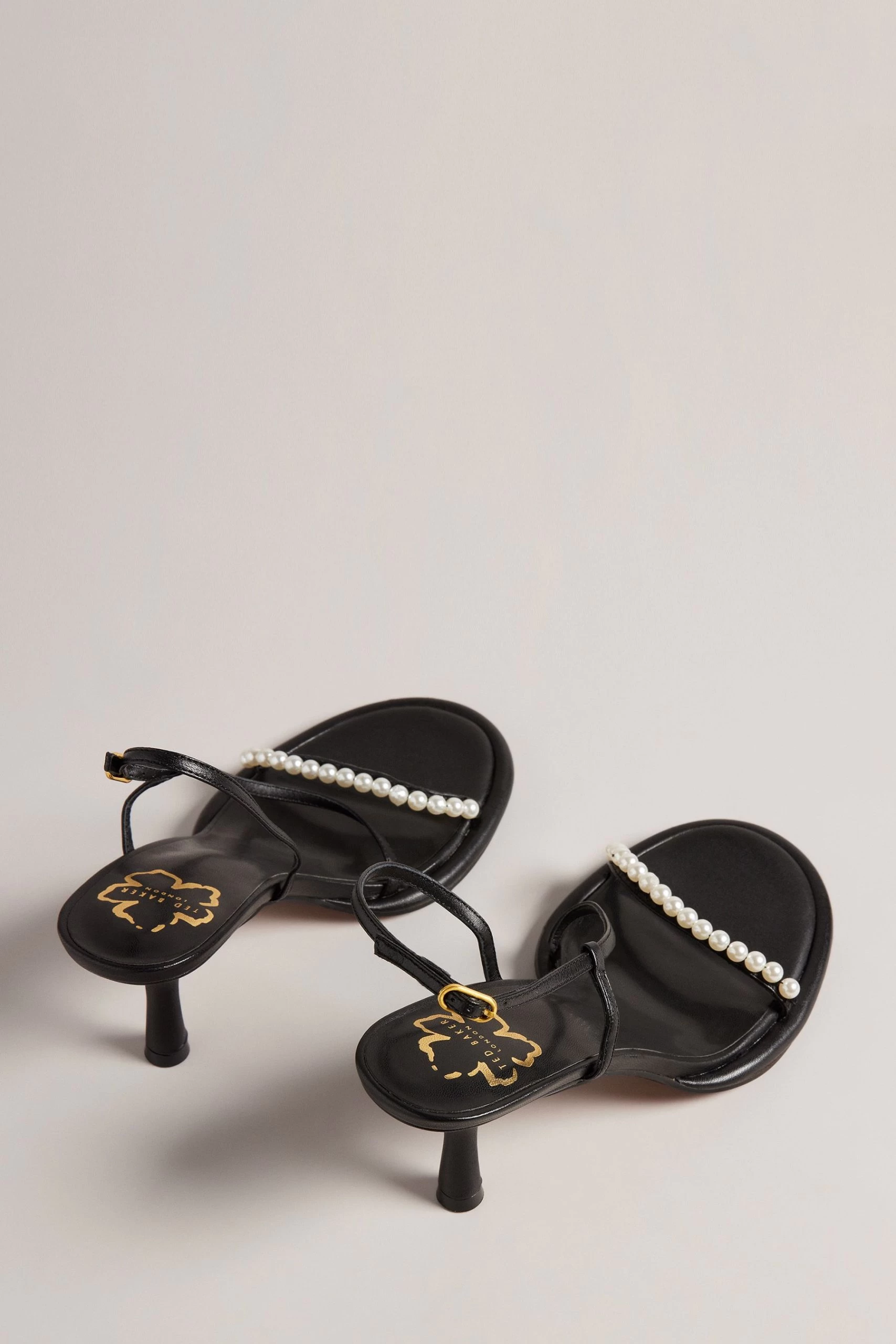 Ted Baker Mypearl Black Round Footbed Kitten Sandals 4 Ted Baker Mypearl Black Round Footbed Kitten Sandals - Image 2