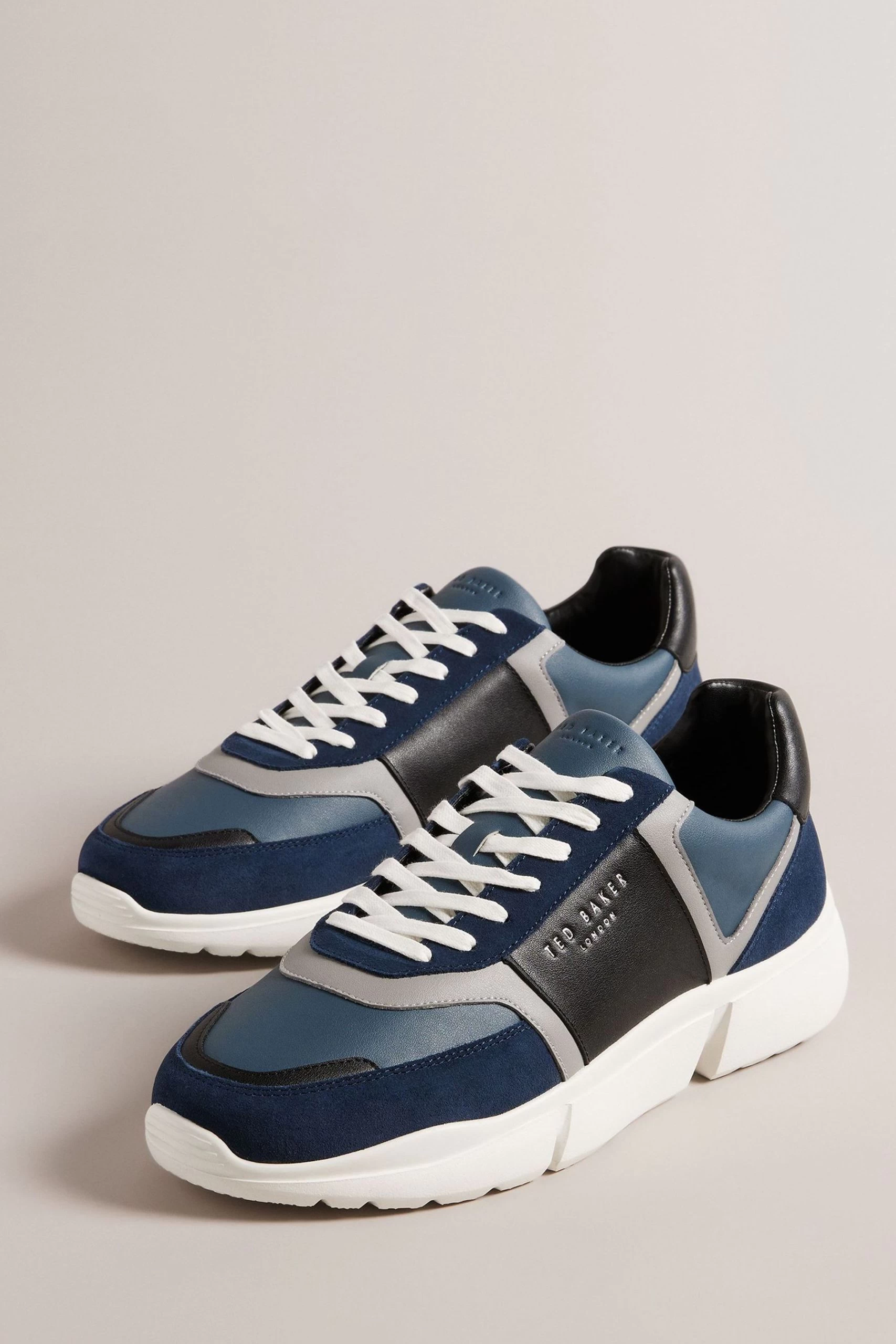 Ted Baker Blue Cecyle Leather And Suede Sneakers 4 Ted Baker Blue Cecyle Leather And Suede Sneakers - Image 2