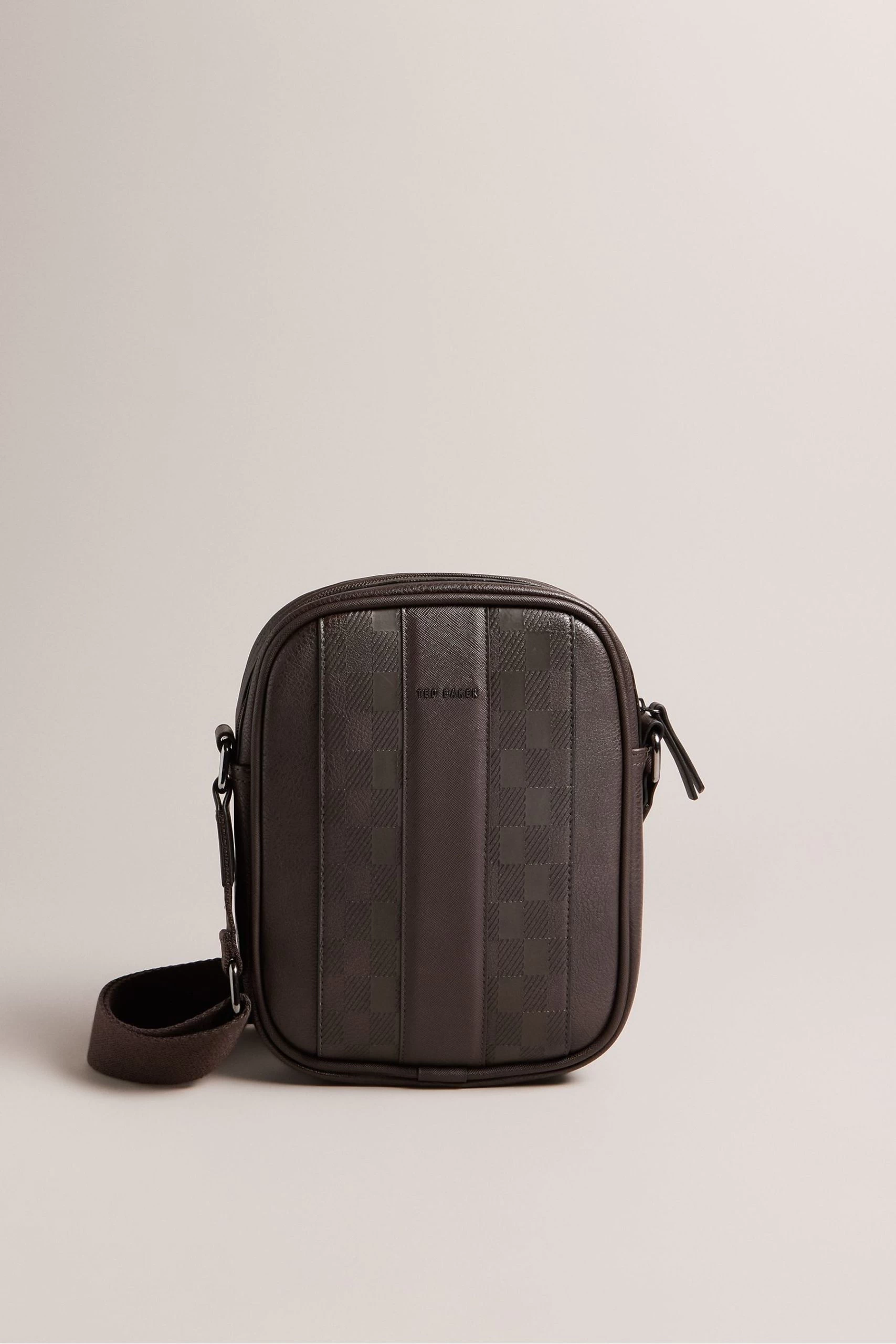Ted Baker Waydon House Check Pu Brown Flight Bag 3 Ted Baker Waydon House Check Pu Brown Flight Bag