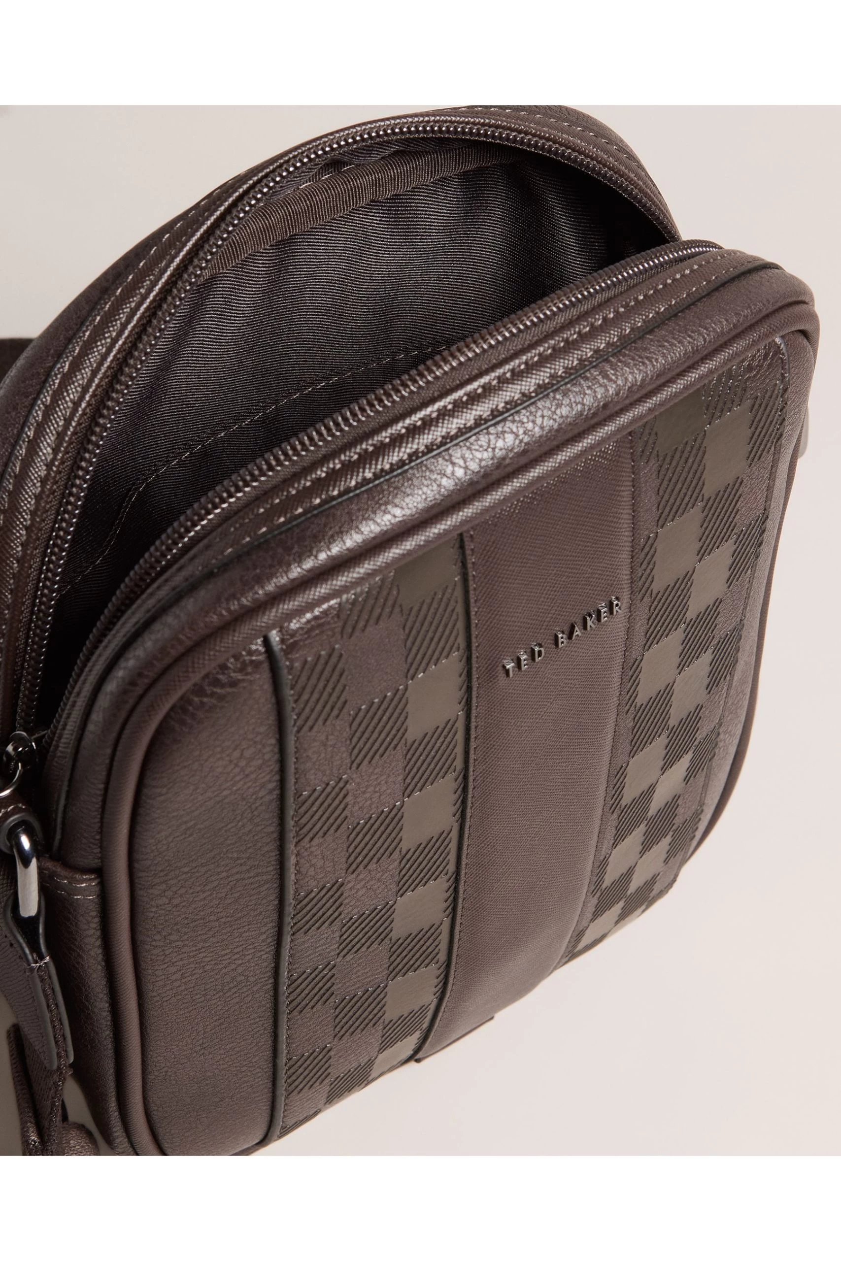 Ted Baker Waydon House Check Pu Brown Flight Bag 5 Ted Baker Waydon House Check Pu Brown Flight Bag - Image 3