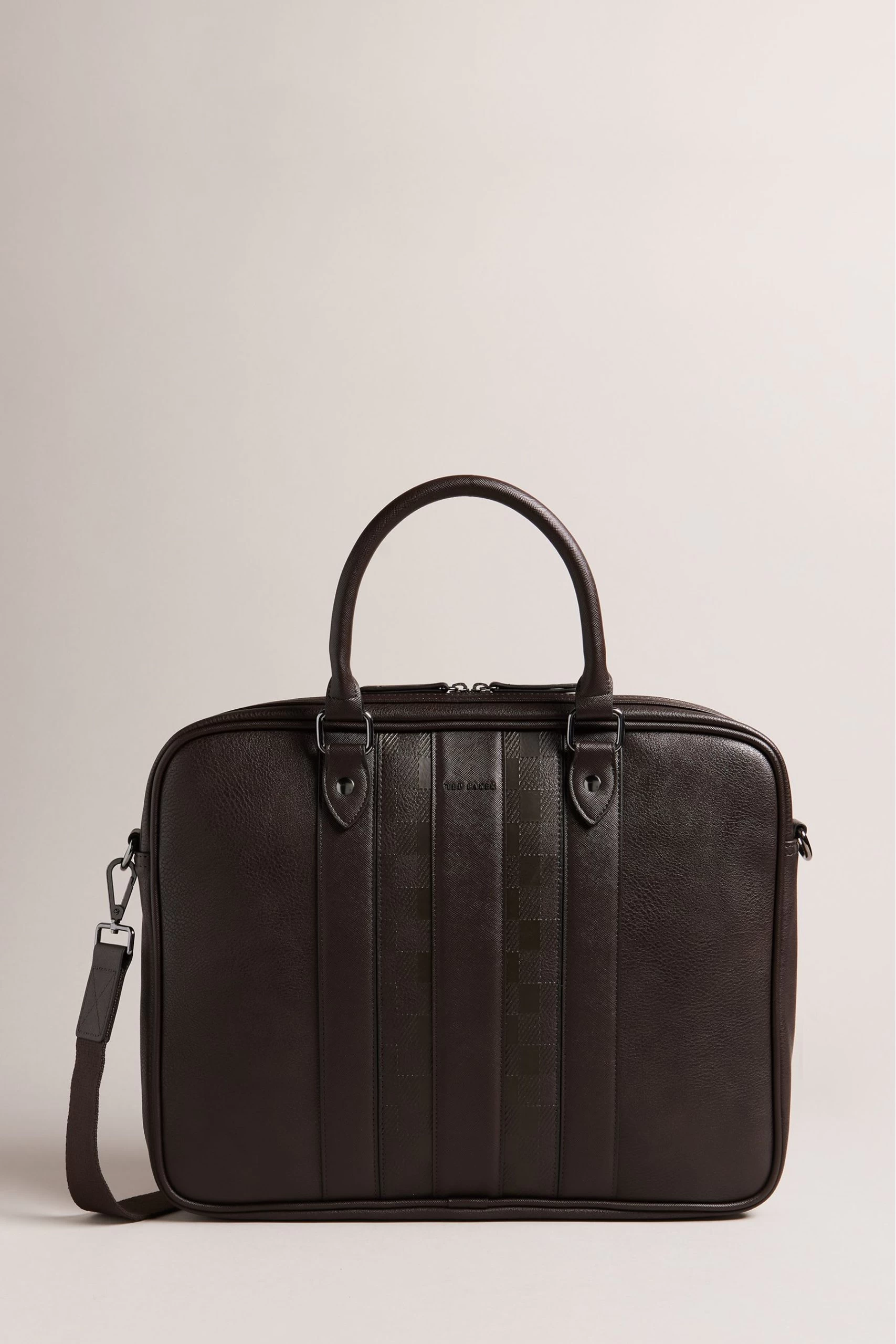 Ted Baker Waymon House Check Pu Brown Document Bag 3 Ted Baker Waymon House Check Pu Brown Document Bag