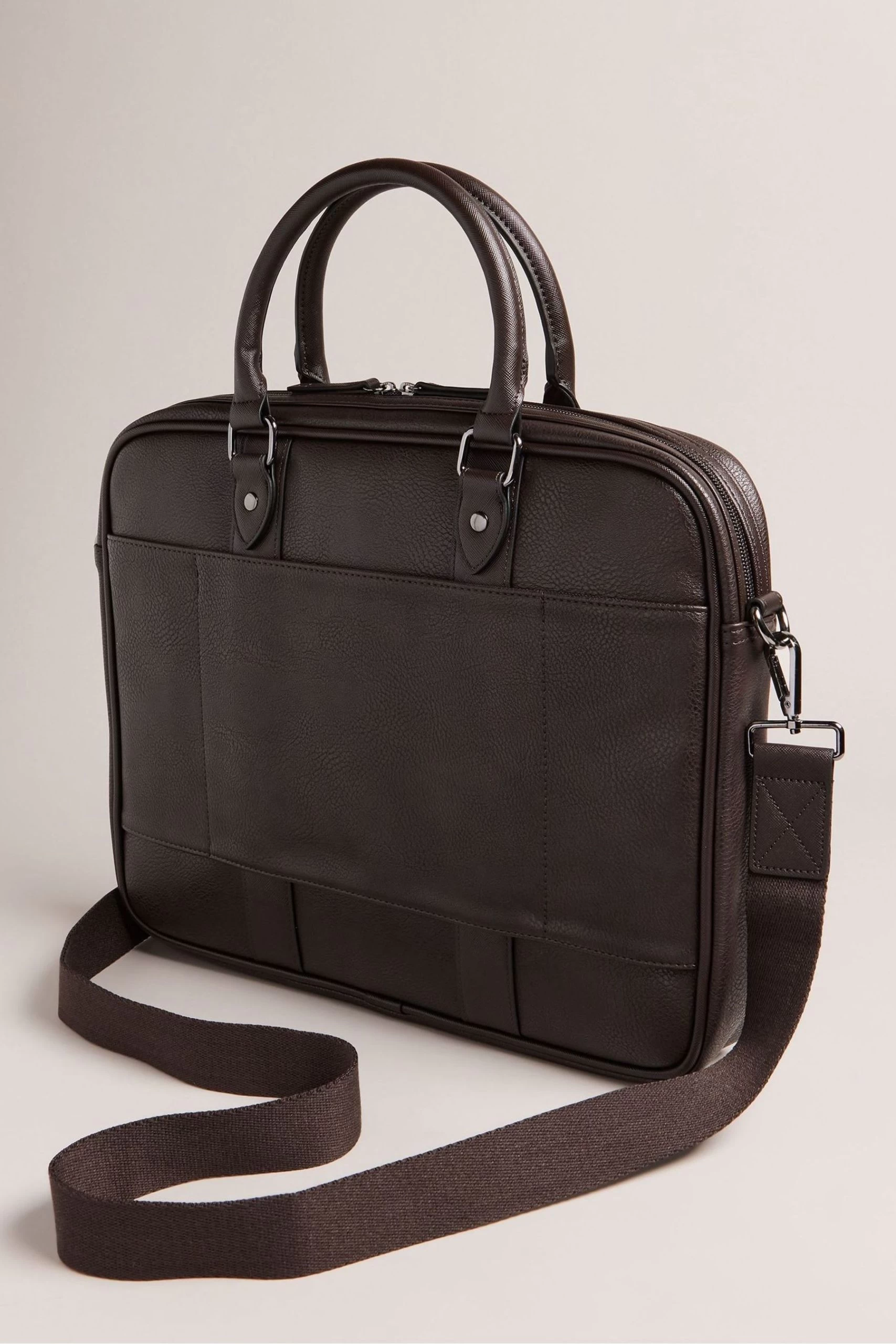 Ted Baker Waymon House Check Pu Brown Document Bag 4 Ted Baker Waymon House Check Pu Brown Document Bag - Image 2