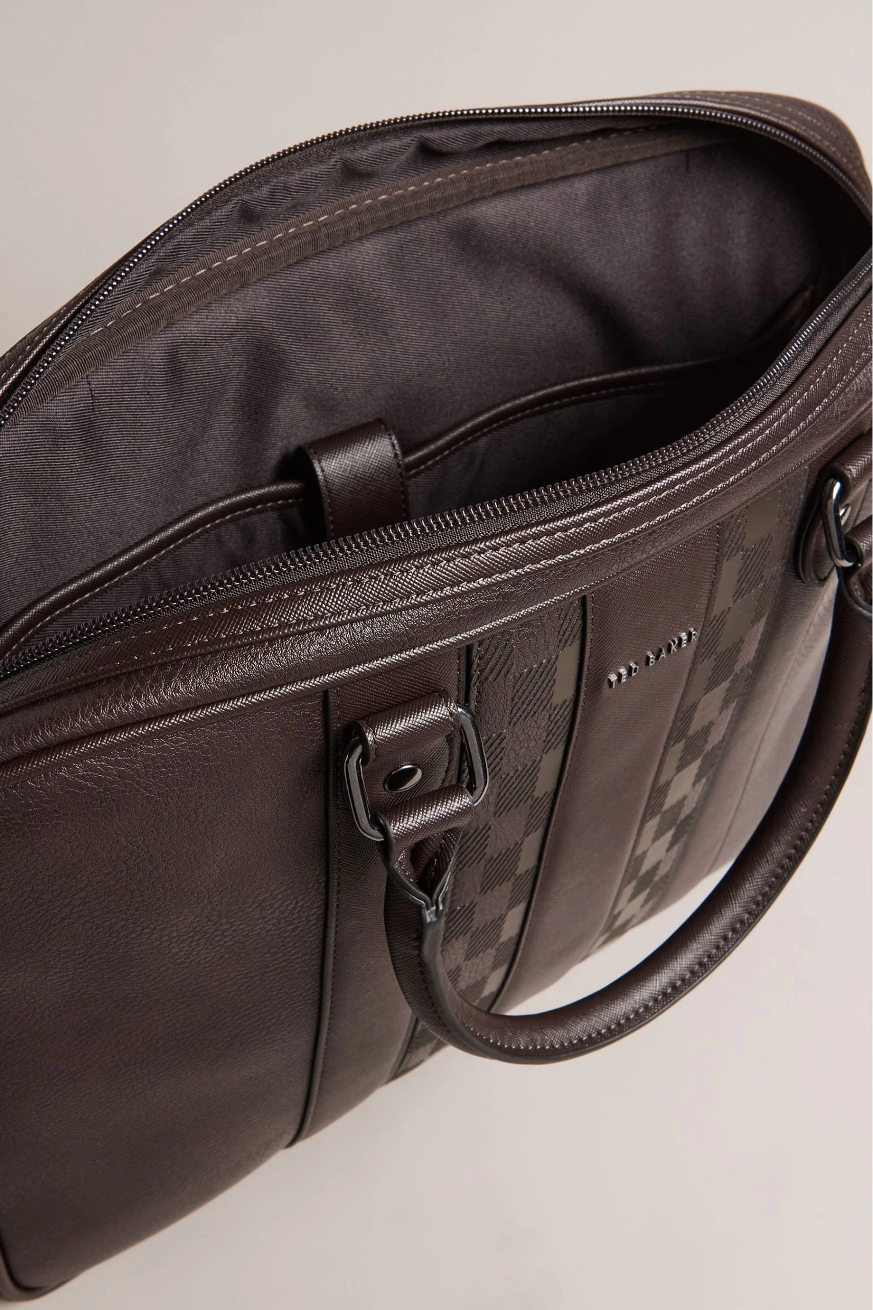 Ted Baker Waymon House Check Pu Brown Document Bag 5 Ted Baker Waymon House Check Pu Brown Document Bag - Image 3