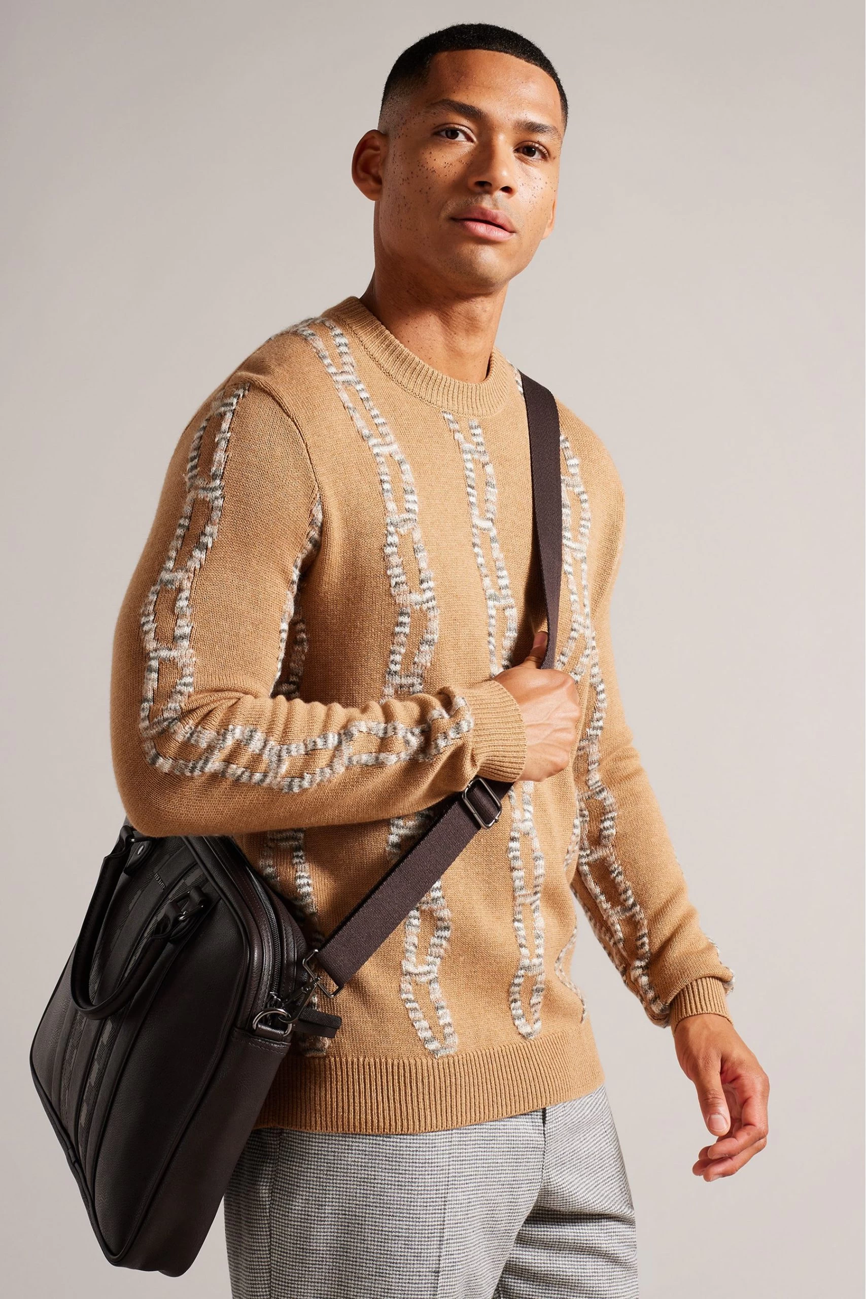 Ted Baker Waymon House Check Pu Brown Document Bag 7 Ted Baker Waymon House Check Pu Brown Document Bag - Image 5