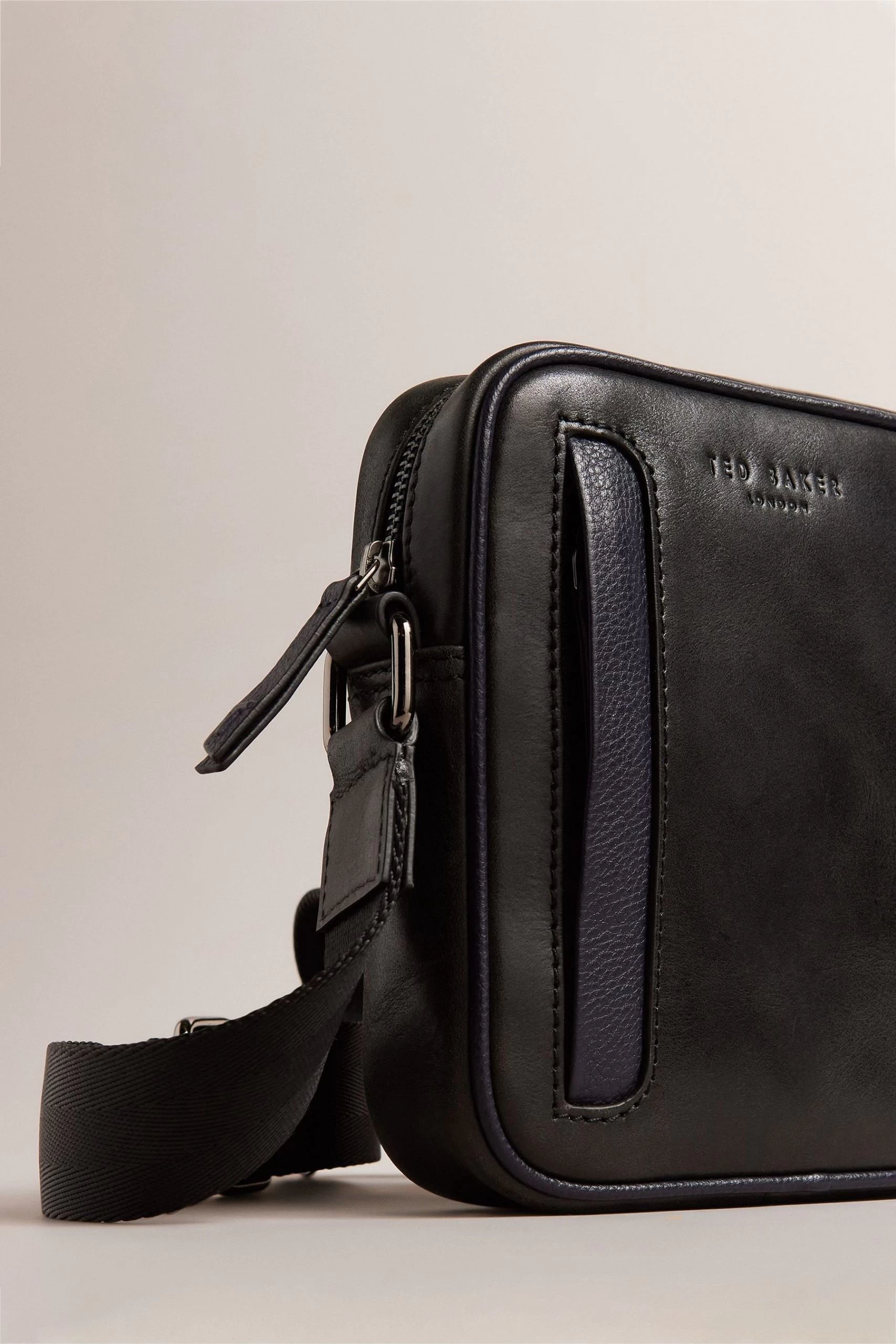 Ted Baker Rayson Webbing Wax Leather Mix Shoulder Black Bag 5 Ted Baker Rayson Webbing Wax Leather Mix Shoulder Black Bag - Image 3