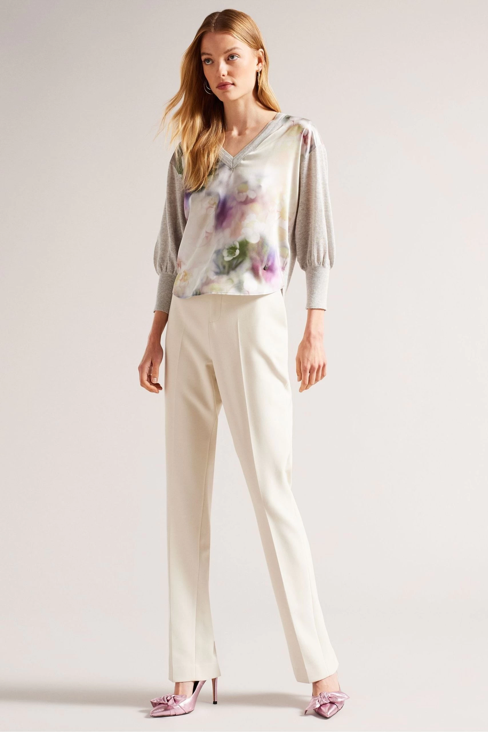 Ted Baker Green Beatric Woven Front Jumper With Sleeve Detail 5 Ted Baker Green Beatric Woven Front Jumper With Sleeve Detail - Image 3