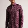 Ted Baker Red Comlee Long Sleeve Floral Print Shirt -Ted Baker Shop D57309s