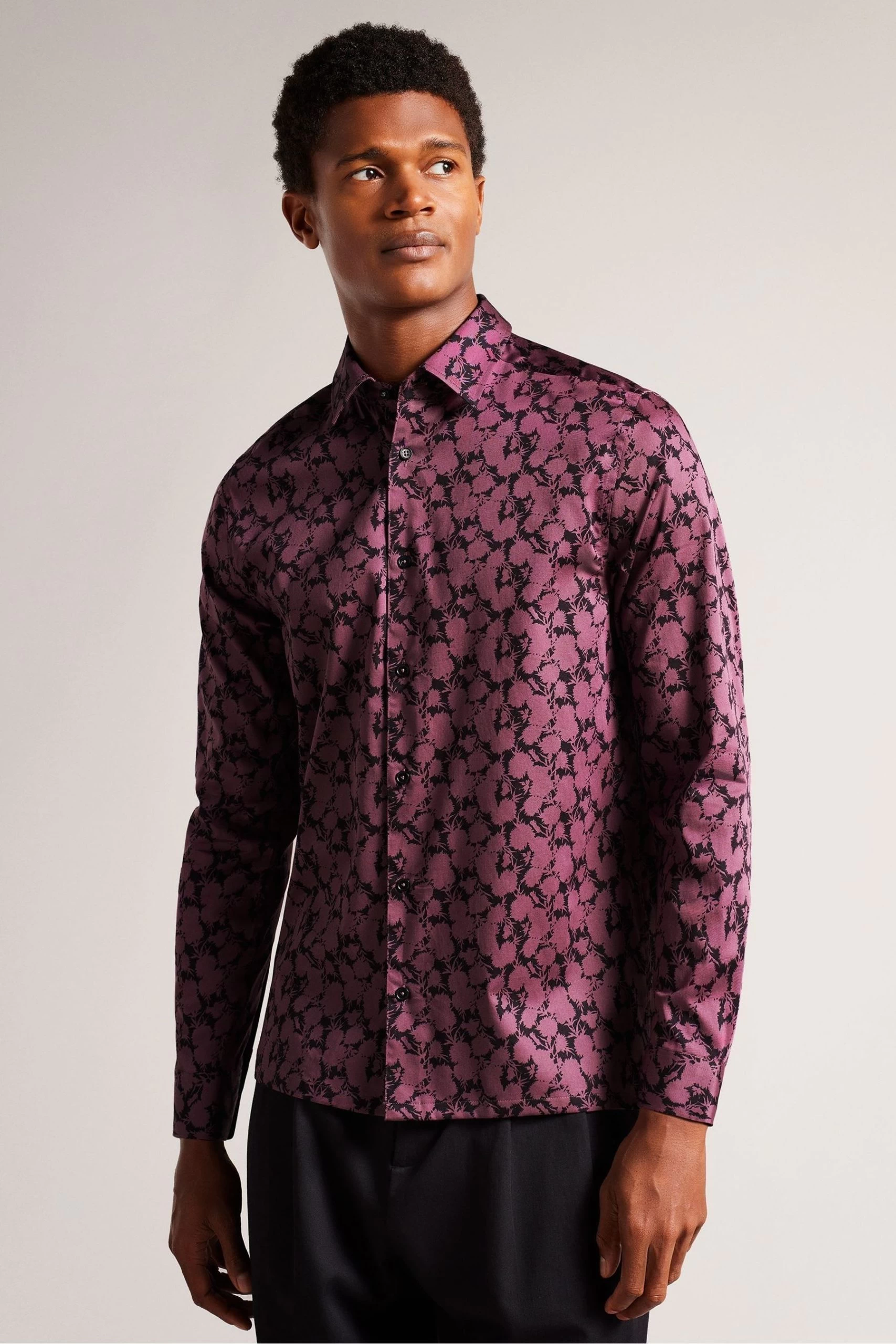 Ted Baker Red Comlee Long Sleeve Floral Print Shirt 3 Ted Baker Red Comlee Long Sleeve Floral Print Shirt