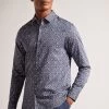 Ted Baker Blue Maccle Long Sleeve Spot Print Shirt -Ted Baker Shop D57310s
