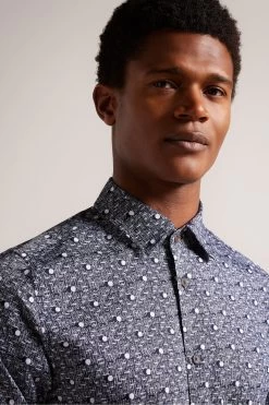 Ted Baker Blue Maccle Long Sleeve Spot Print Shirt 9 Ted Baker Blue Maccle Long Sleeve Spot Print Shirt -Ted Baker Shop D57310s3