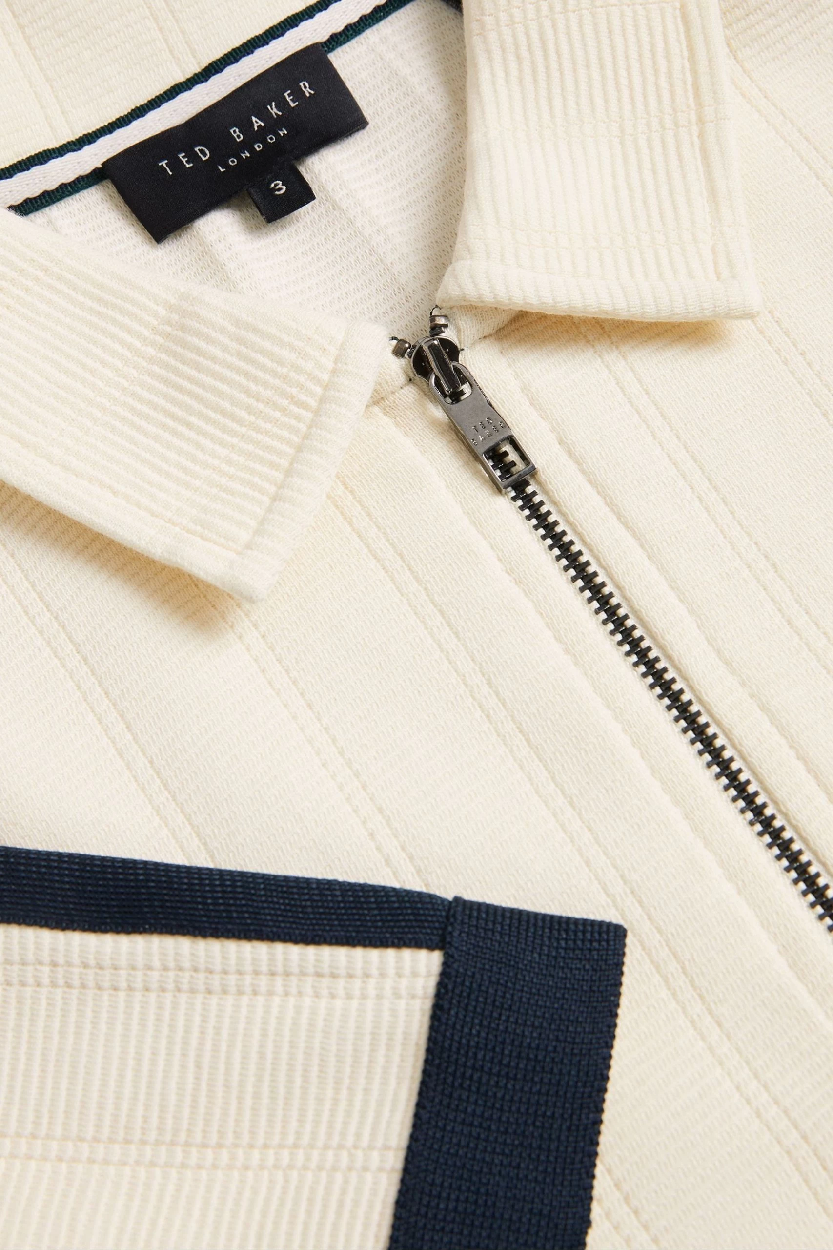 Ted Baker Natural Abloom Short Sleeve Regular Polo Shirt With Zip 7 Ted Baker Natural Abloom Short Sleeve Regular Polo Shirt With Zip - Image 5