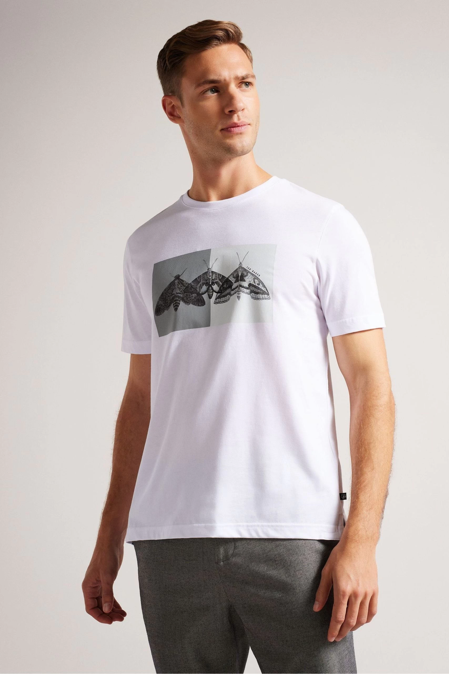Ted Baker Rewild Short Sleeve Regular Printed White T-Shirt 3 Ted Baker Rewild Short Sleeve Regular Printed White T-Shirt
