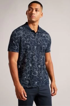 Ted Baker Blue Holler Short Sleeve Regular Printed Polo Shirt