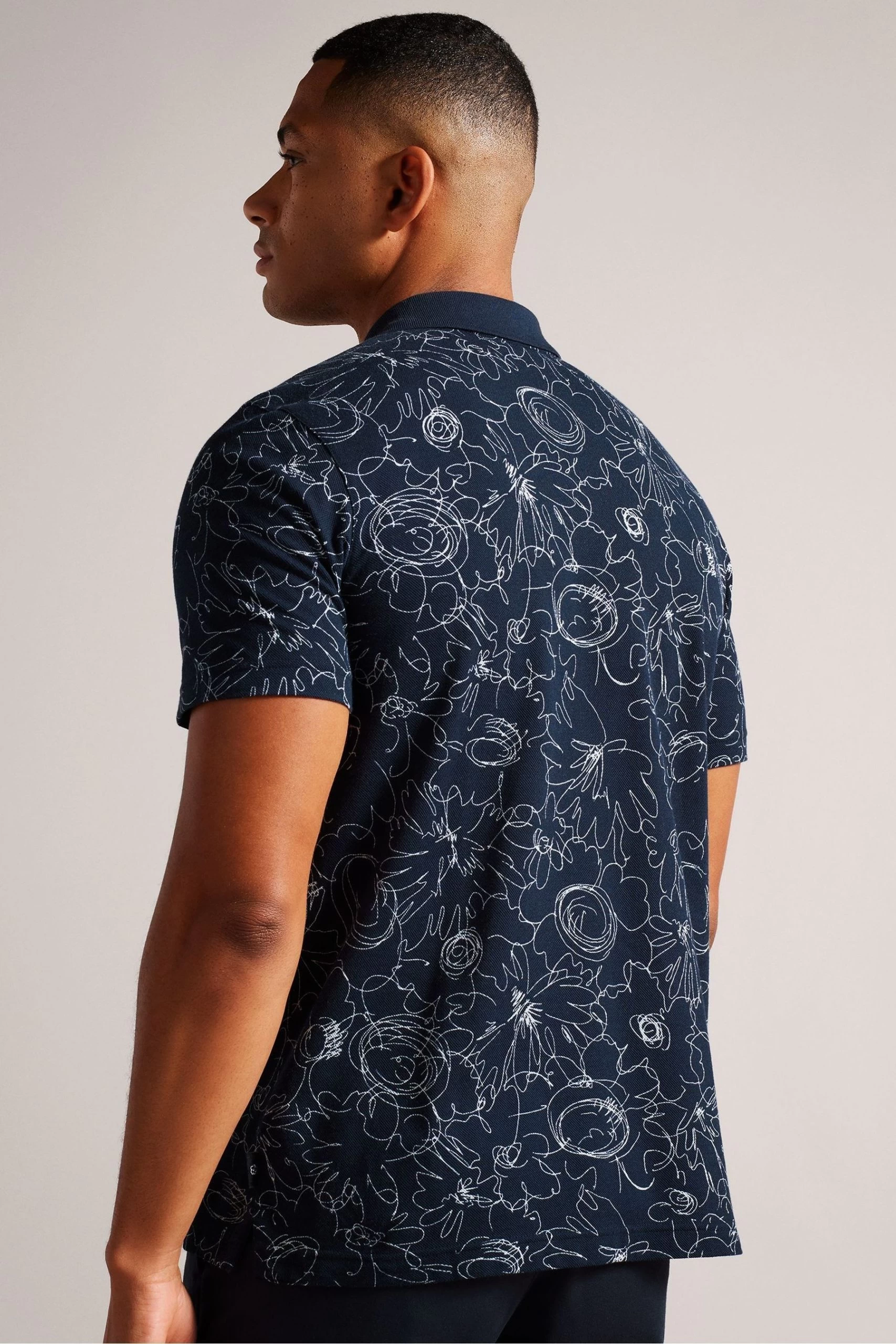Ted Baker Blue Holler Short Sleeve Regular Printed Polo Shirt 4 Ted Baker Blue Holler Short Sleeve Regular Printed Polo Shirt - Image 2