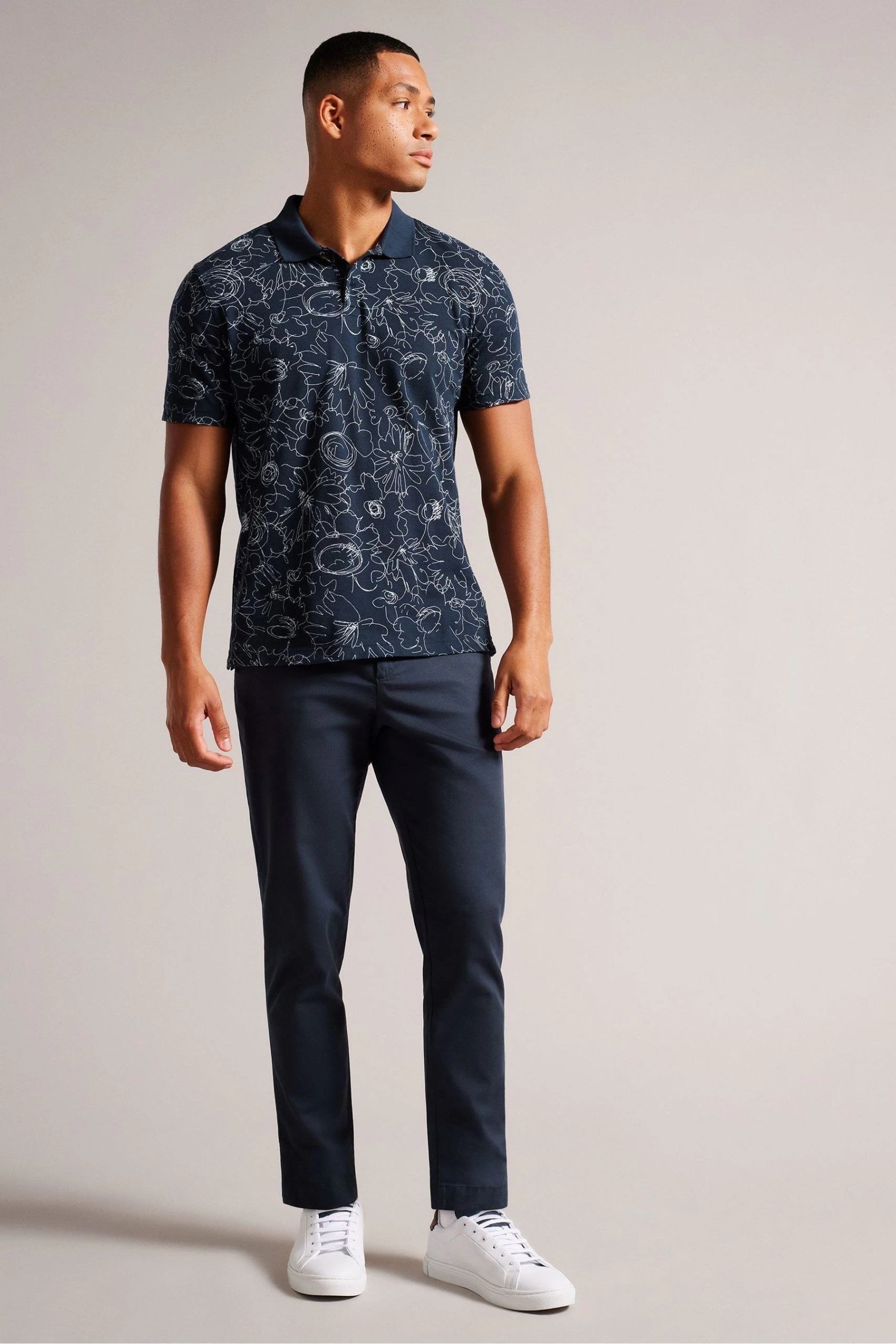 Ted Baker Blue Holler Short Sleeve Regular Printed Polo Shirt 5 Ted Baker Blue Holler Short Sleeve Regular Printed Polo Shirt - Image 3