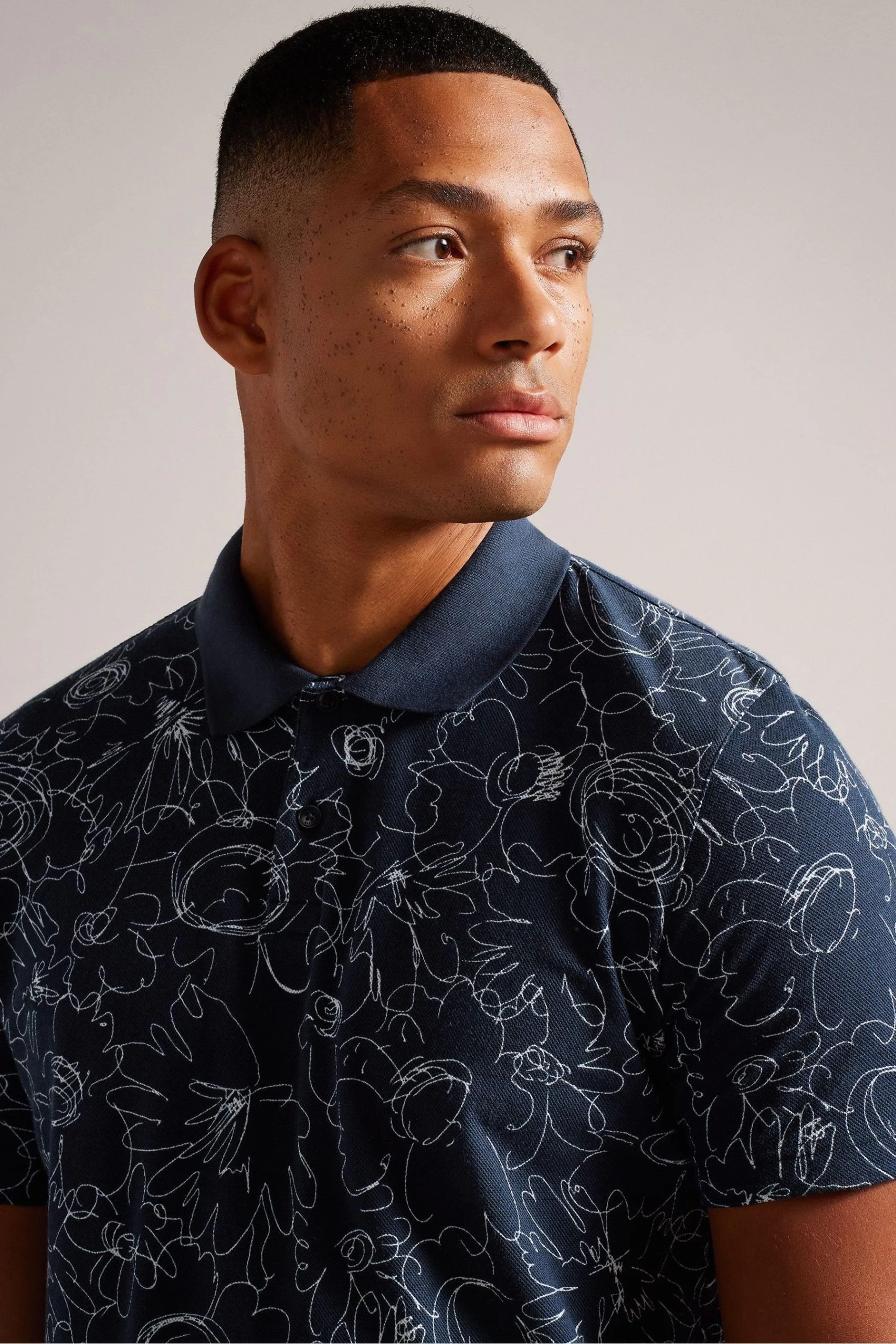 Ted Baker Blue Holler Short Sleeve Regular Printed Polo Shirt 6 Ted Baker Blue Holler Short Sleeve Regular Printed Polo Shirt - Image 4