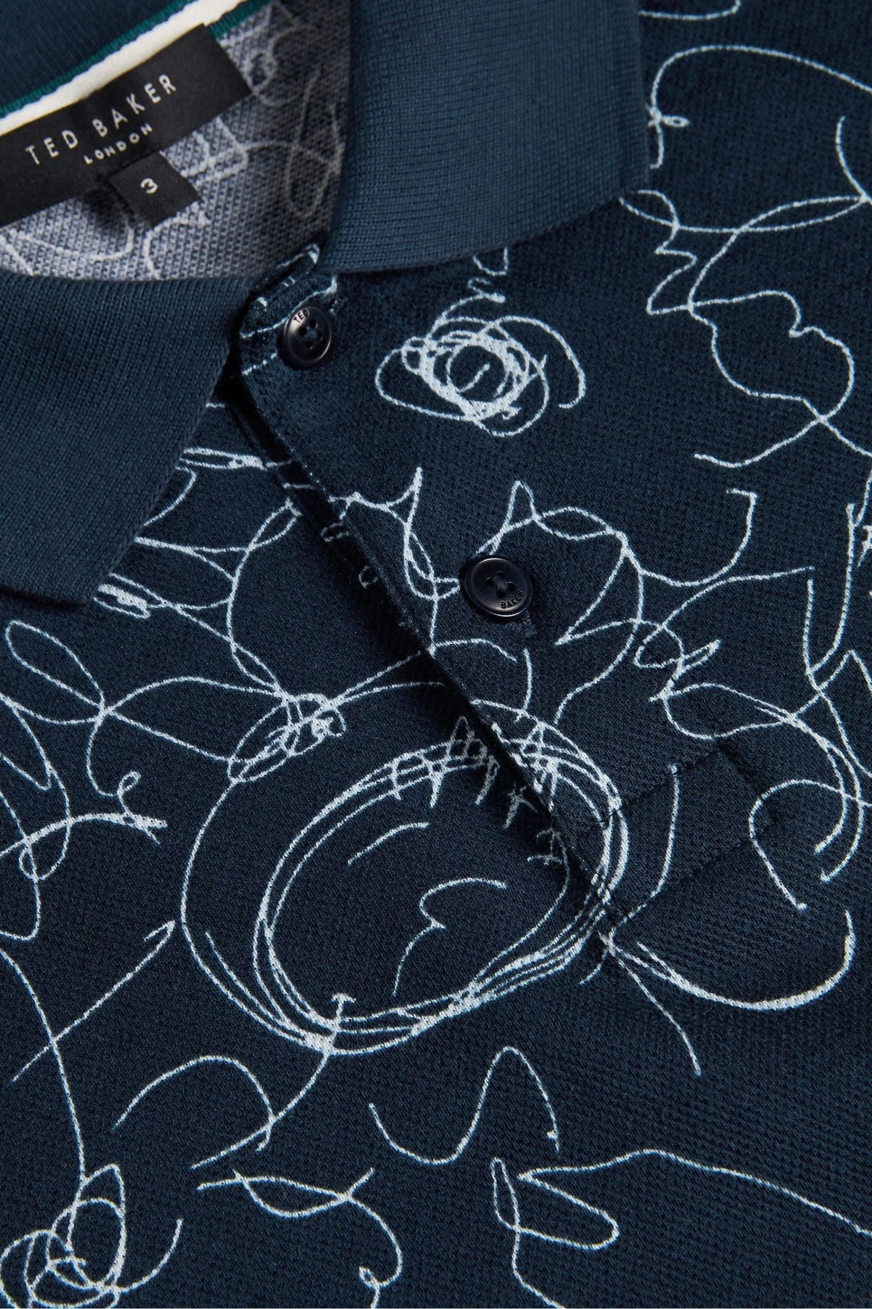 Ted Baker Blue Holler Short Sleeve Regular Printed Polo Shirt 7 Ted Baker Blue Holler Short Sleeve Regular Printed Polo Shirt - Image 5