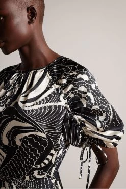 Ted Baker Faridda Black Printed Mini Dress With Puff Sleeves 10 Ted Baker Faridda Black Printed Mini Dress With Puff Sleeves -Ted Baker Shop D66217s4