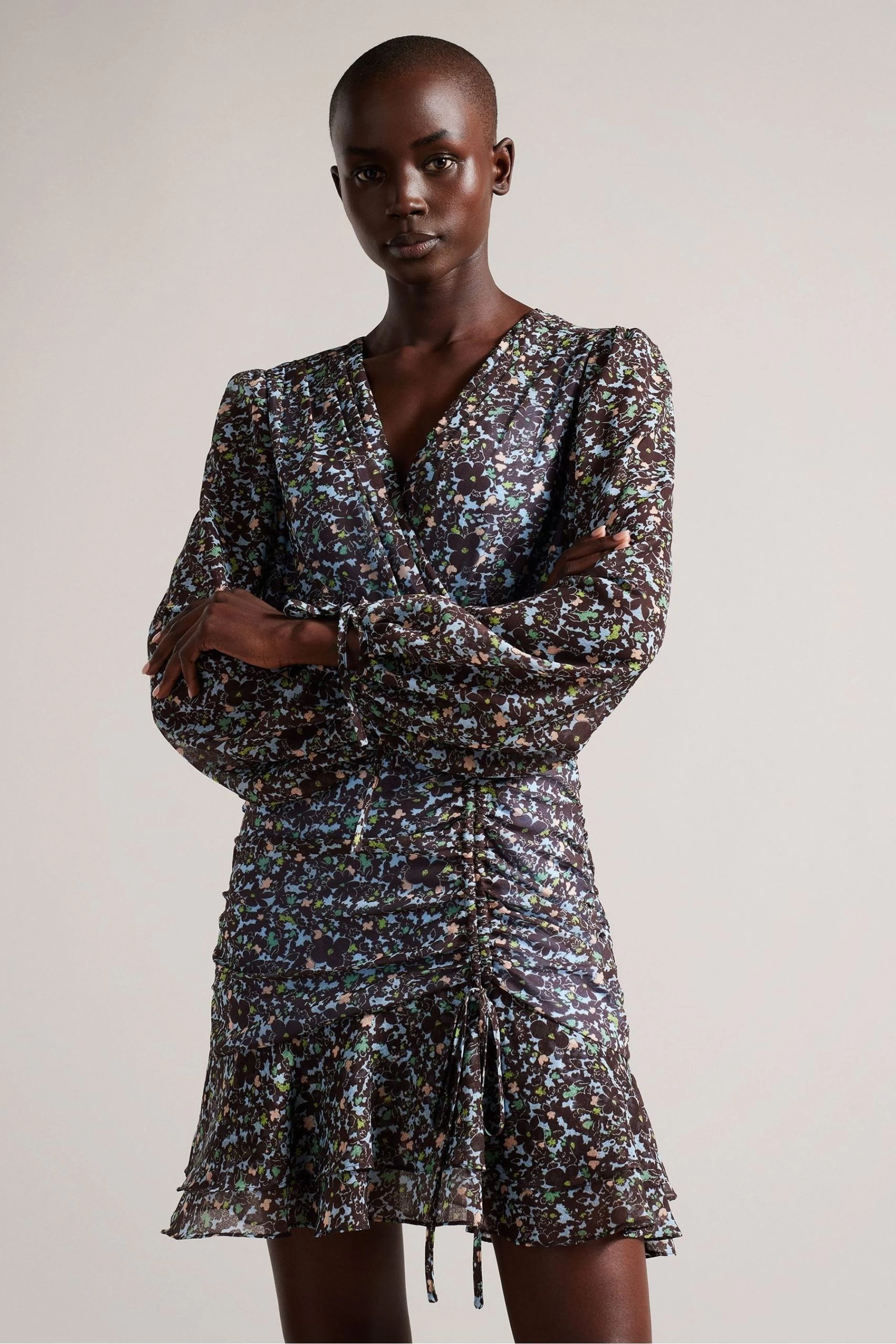 Ted Baker Blue Cherela Printed Long Sleeves Mini Dress 3 Ted Baker Blue Cherela Printed Long Sleeves Mini Dress