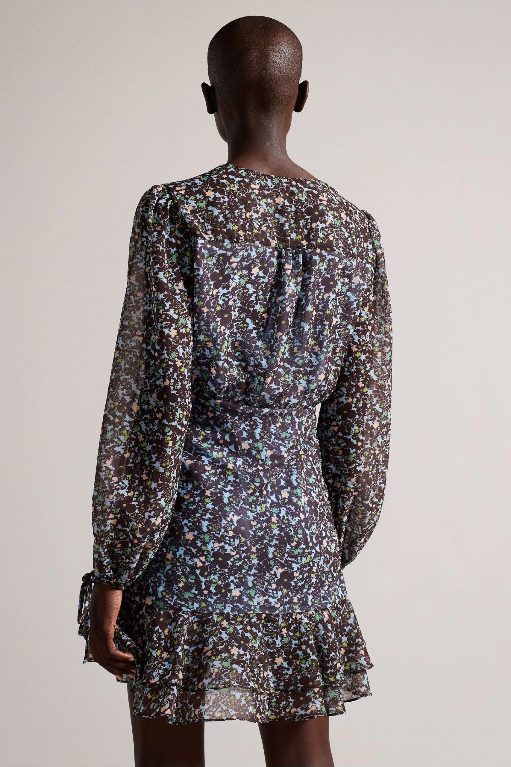 Ted Baker Blue Cherela Printed Long Sleeves Mini Dress 4 Ted Baker Blue Cherela Printed Long Sleeves Mini Dress - Image 2