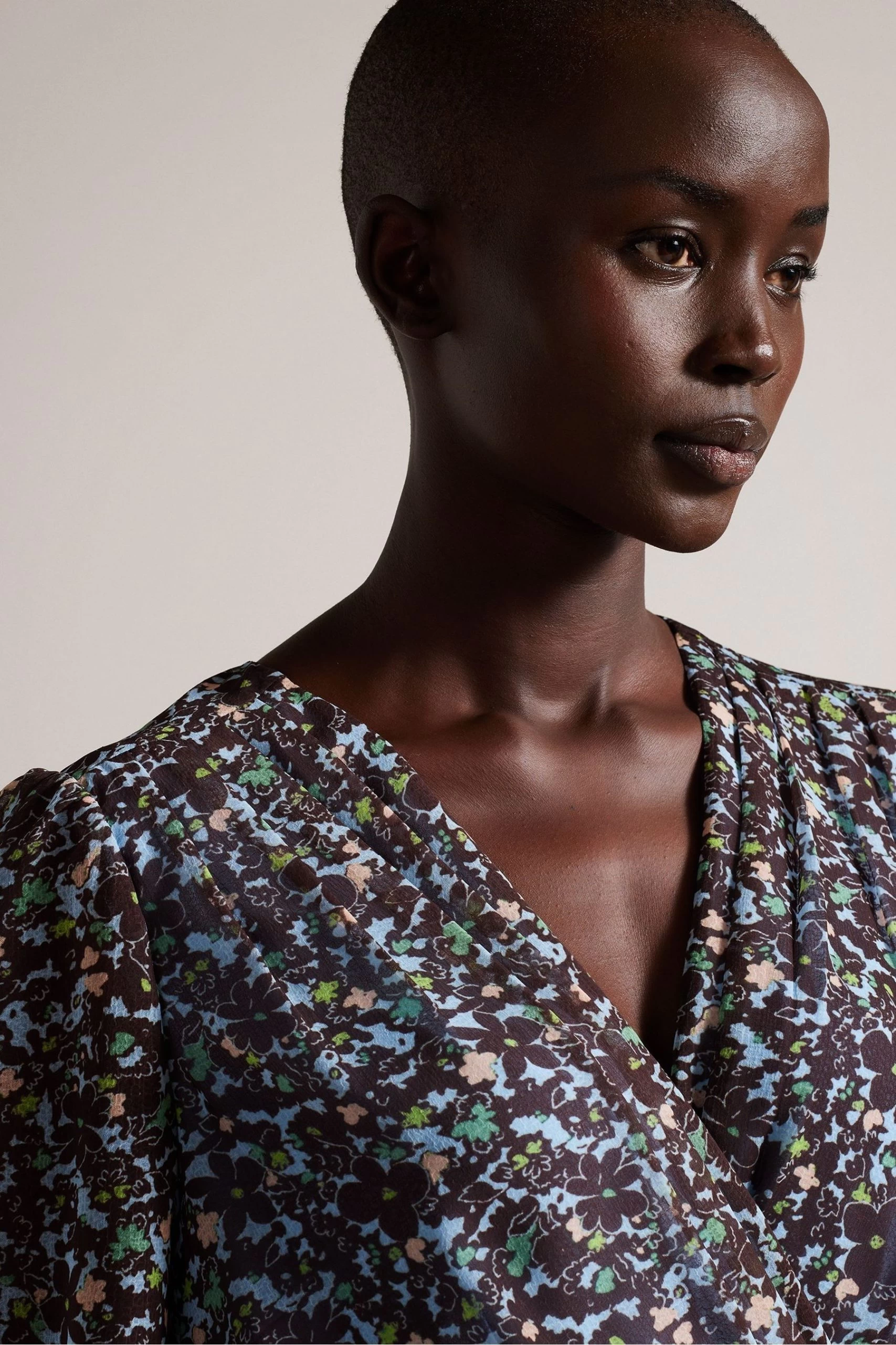 Ted Baker Blue Cherela Printed Long Sleeves Mini Dress 6 Ted Baker Blue Cherela Printed Long Sleeves Mini Dress - Image 4